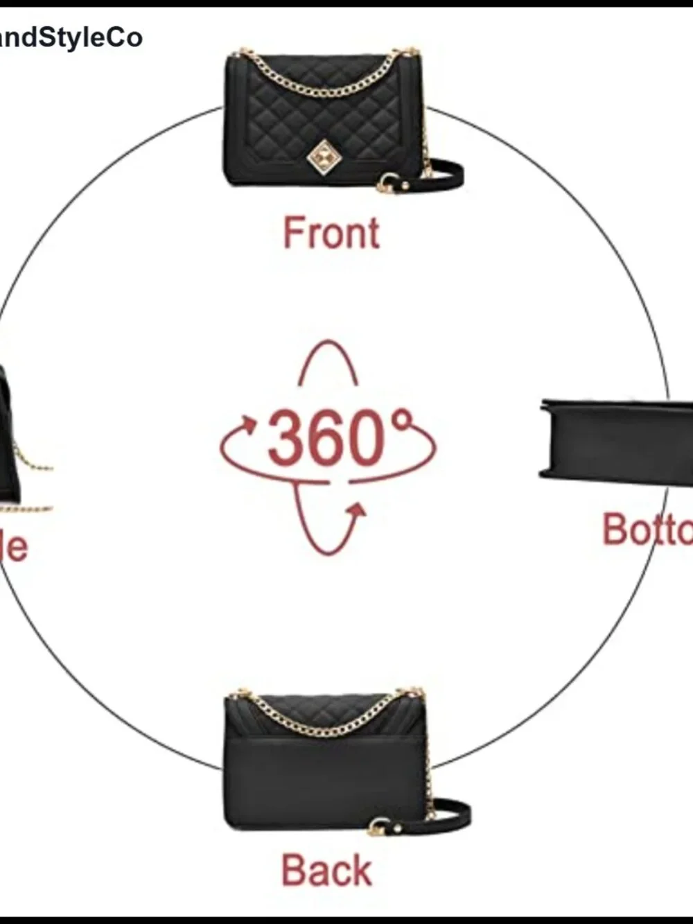 Women's Small Crossbody Bag PU Leather Quilted Purse with Chain Strap